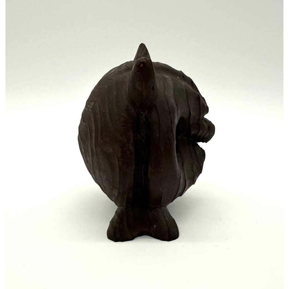 Vintage Owl Figurine Carved Wood Googly Eyes Mid Century Modern Kitsch Horned - Picture 4 of 9